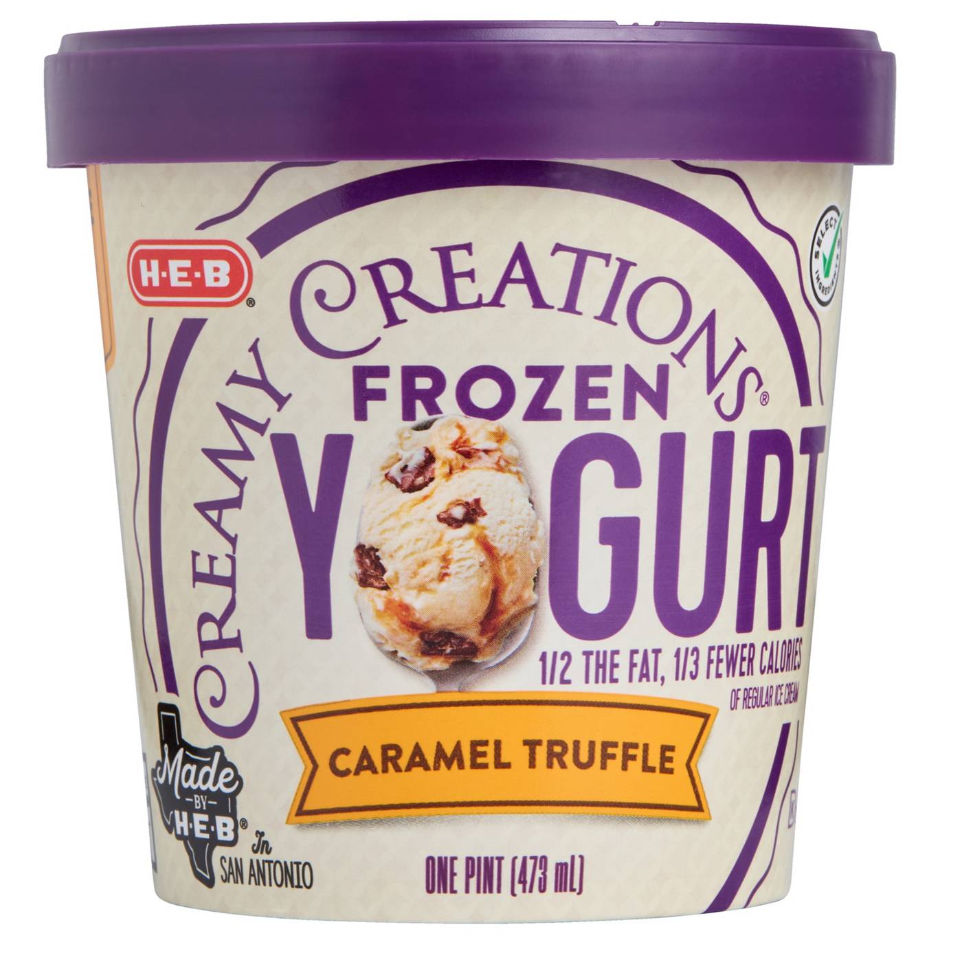 H-E-B Creamy Creations Caramel Truffle Light Frozen Yogurt; image 3 of 3