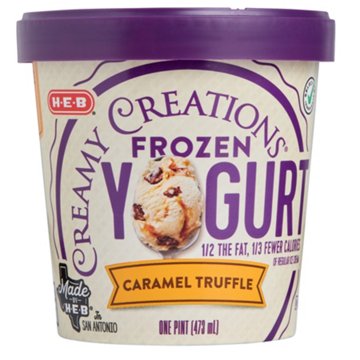 H-E-B Creamy Creations Caramel Truffle Light Frozen Yogurt, 1 pt