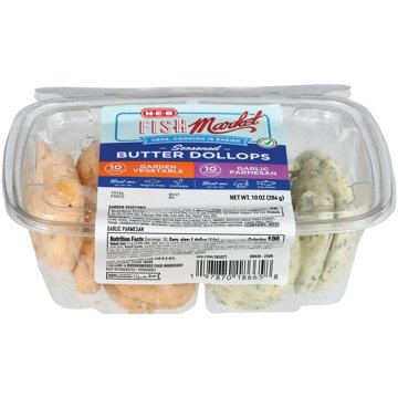 H-E-B Fish Market Duo Seasoned Butter Dollops - Garden Vegetable & Garlic Parmesan