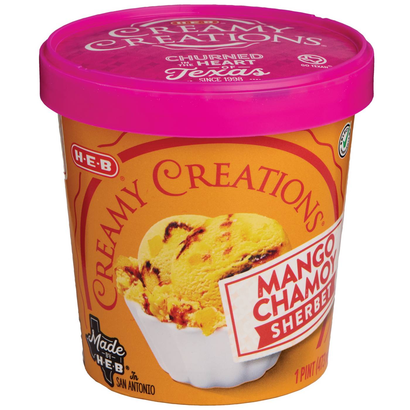 H-E-B Creamy Creations Mango Chamoy Sherbet; image 1 of 3