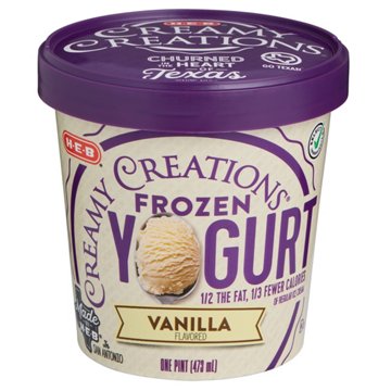H-E-B Creamy Creations Vanilla Frozen Yogurt, 1 pt