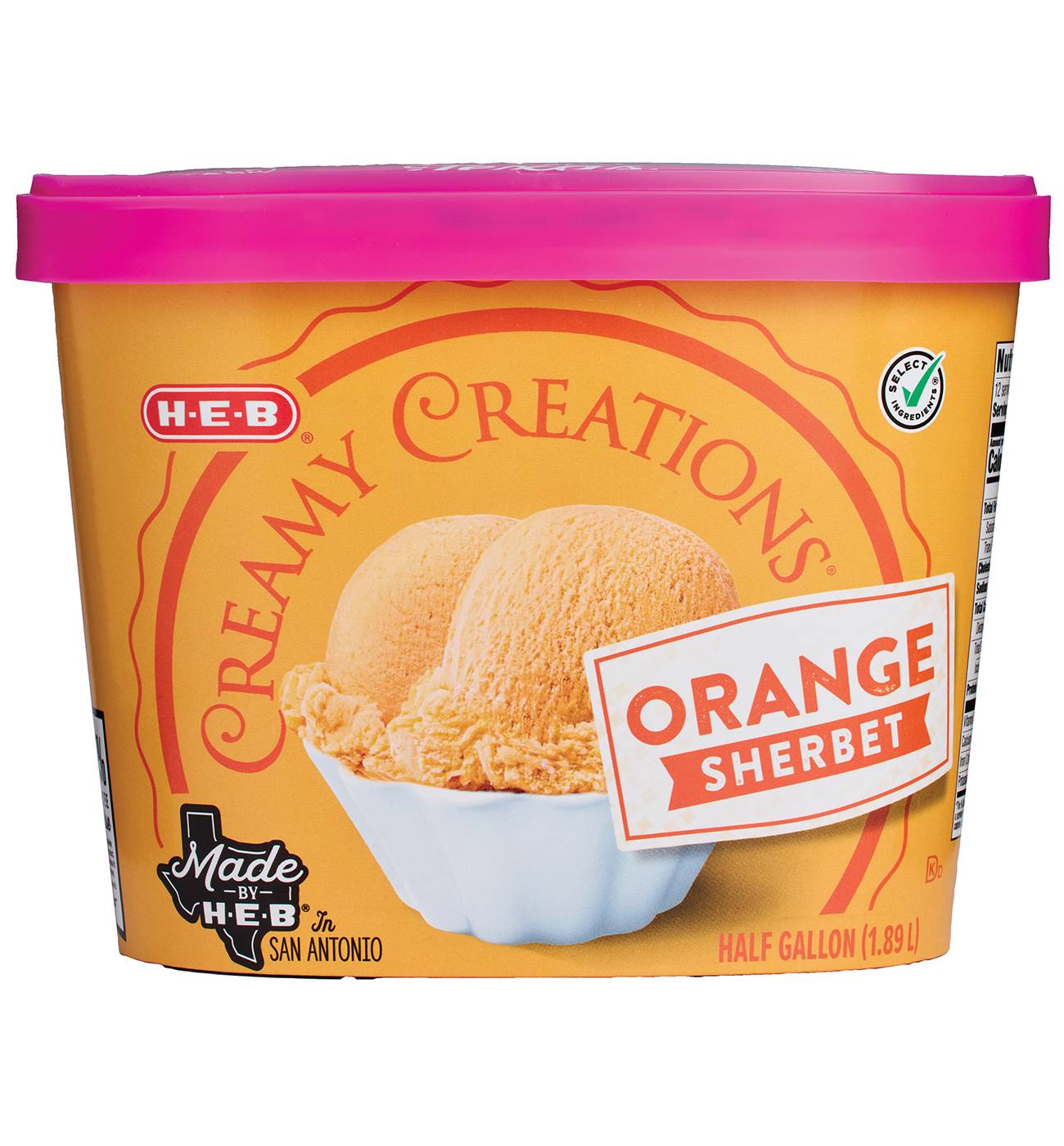 H-E-B Creamy Creations Orange Sherbet; image 1 of 4