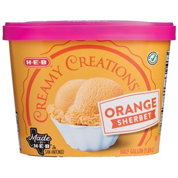 H-E-B Creamy Creations Orange Sherbet, 1/2 gal