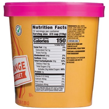 H-E-B Creamy Creations Orange Sherbet, 1/2 gal