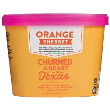 H-E-B Creamy Creations Orange Sherbet, 1/2 gal