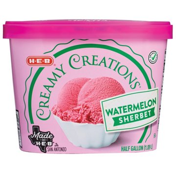H-E-B Creamy Creations Watermelon Sherbet, 1/2 gal