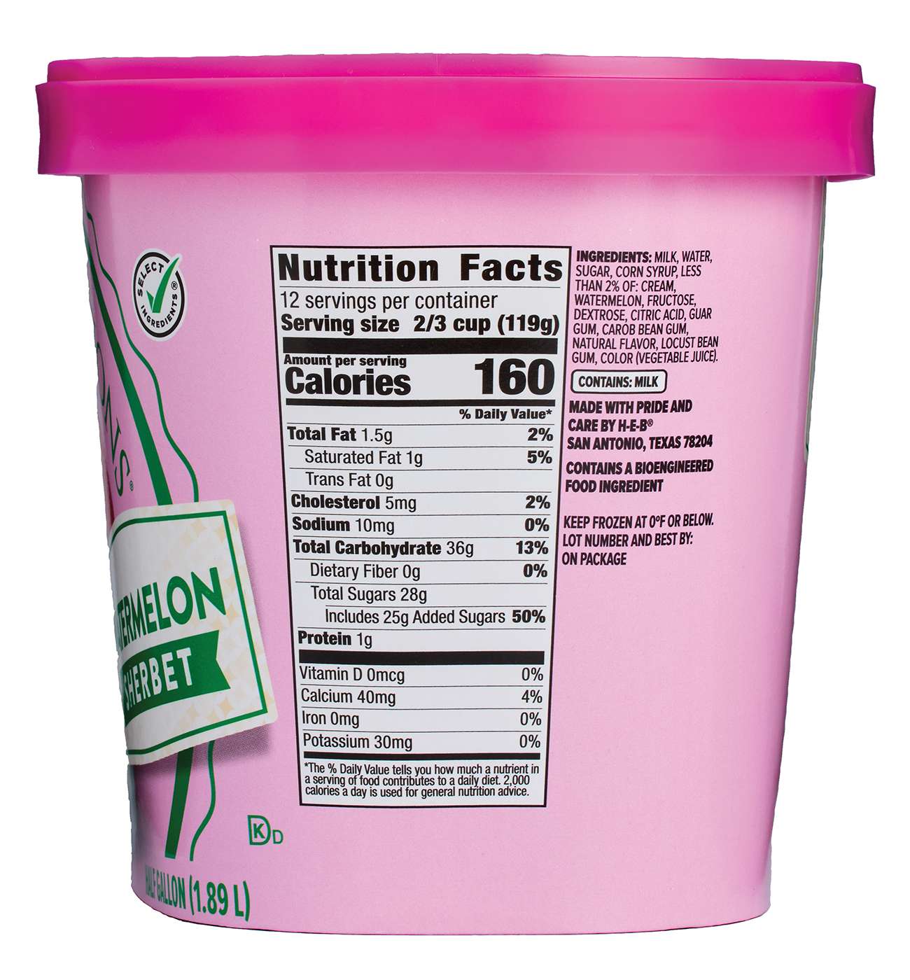 H-E-B Creamy Creations Watermelon Sherbet; image 3 of 4