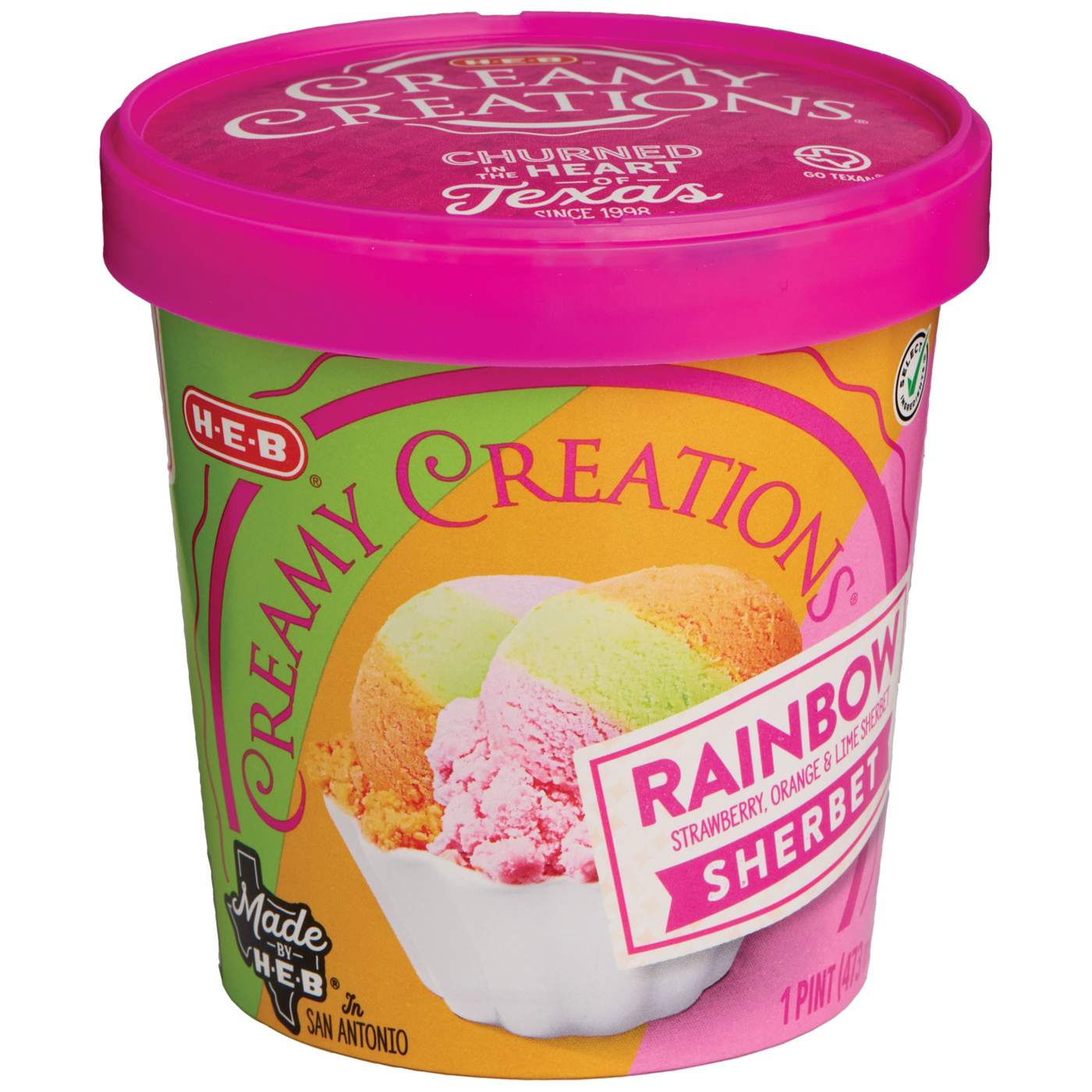 H-E-B Creamy Creations Rainbow Sherbet; image 1 of 3