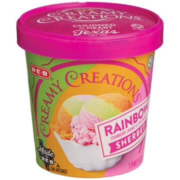 H-E-B Creamy Creations Rainbow Sherbet, 1 pt