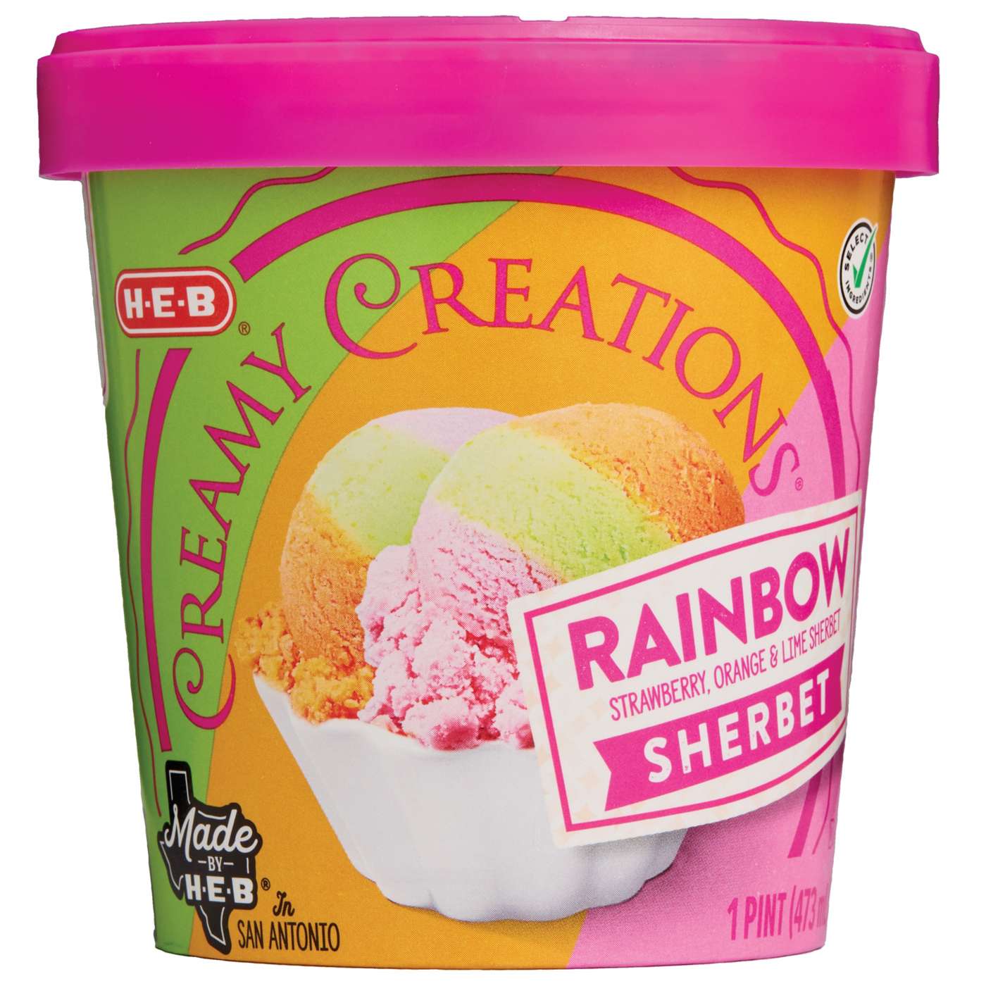 H-E-B Creamy Creations Rainbow Sherbet; image 2 of 3