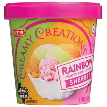 H-E-B Creamy Creations Rainbow Sherbet, 1 pt