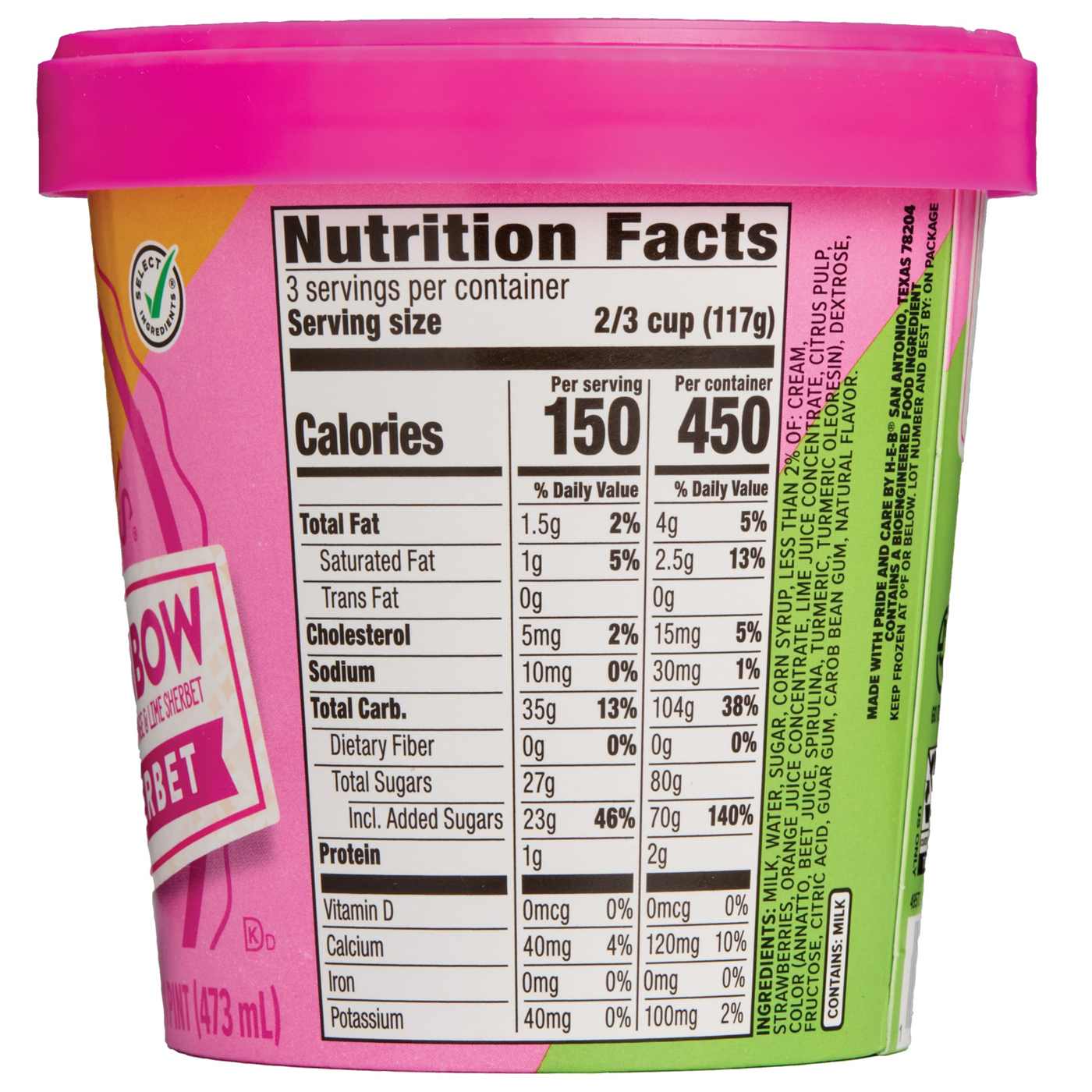 H-E-B Creamy Creations Rainbow Sherbet; image 3 of 3