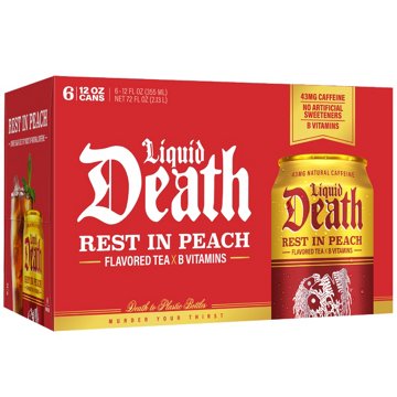 Liquid Death Rest In Peach Flavored Black Tea 6 pk Cans