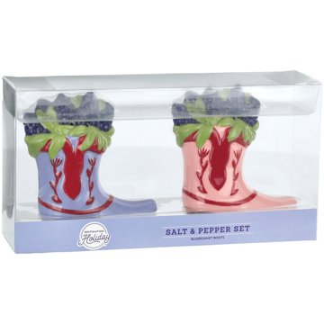 Destination Holiday Bluebonnet Boot Shaped Salt & Pepper Shaker Set, 2 pc