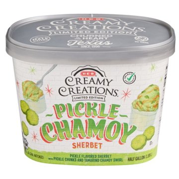 H-E-B Creamy Creations Pickle Chamoy Sherbet, 1/2 gal