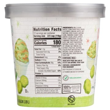 H-E-B Creamy Creations Pickle Chamoy Sherbet, 1/2 gal