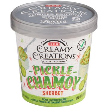 H-E-B Creamy Creations Pickle Chamoy Sherbet, 1 pt