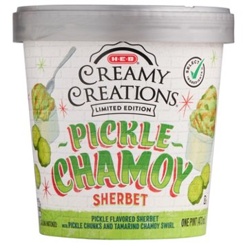 H-E-B Creamy Creations Pickle Chamoy Sherbet, 1 pt