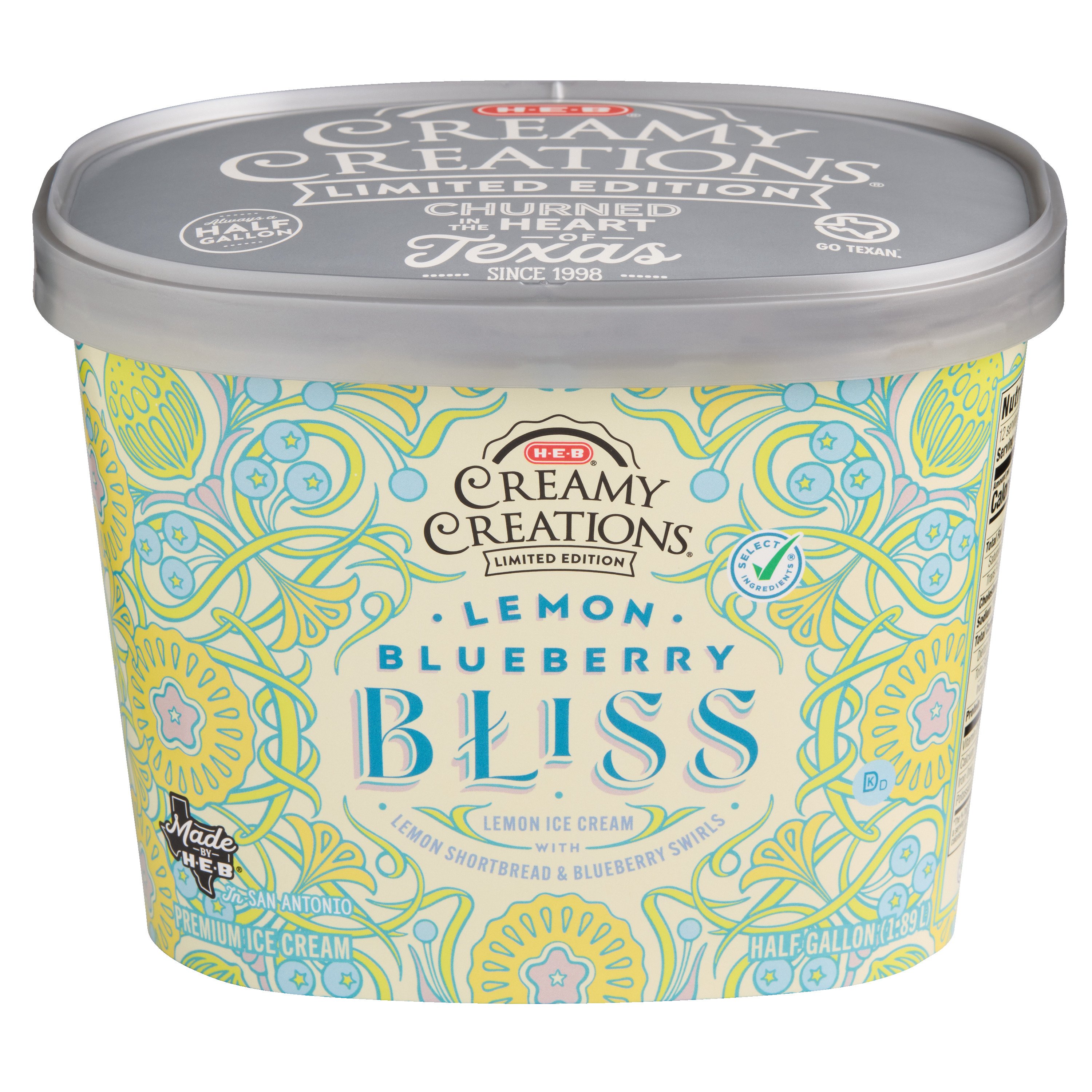 H-E-B Creamy Creations Lemon Blueberry Bliss Ice Cream - Shop Ice
