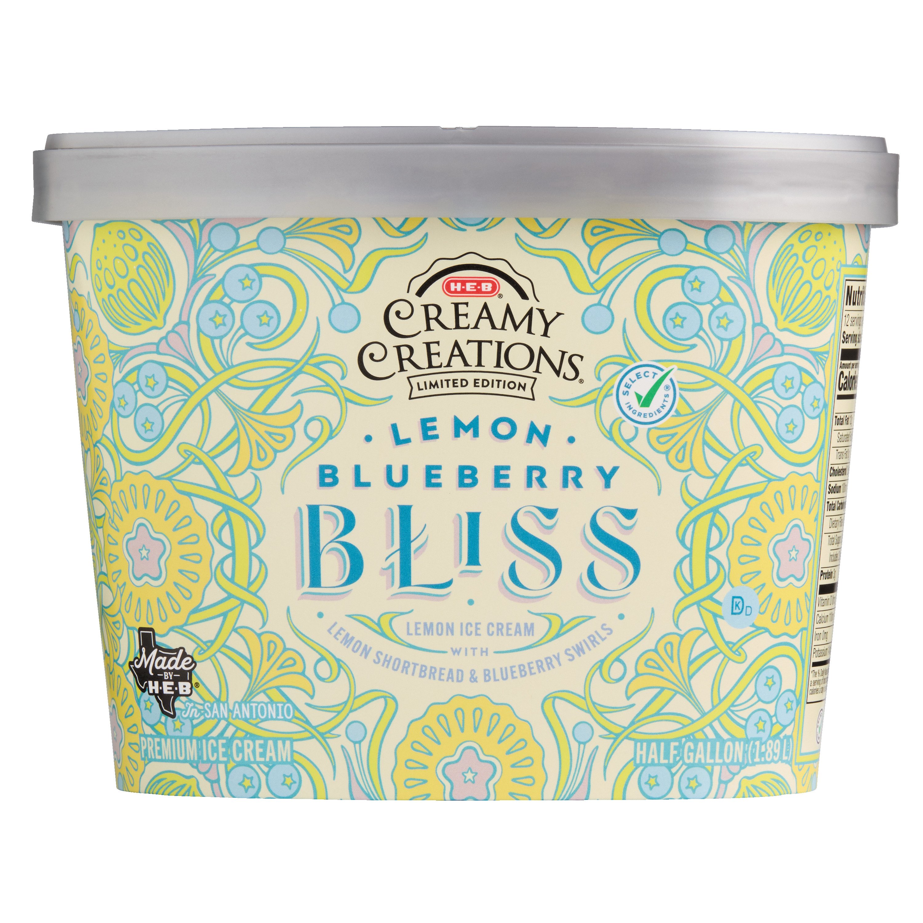 H-E-B Creamy Creations Lemon Blueberry Bliss Ice Cream - Shop Ice