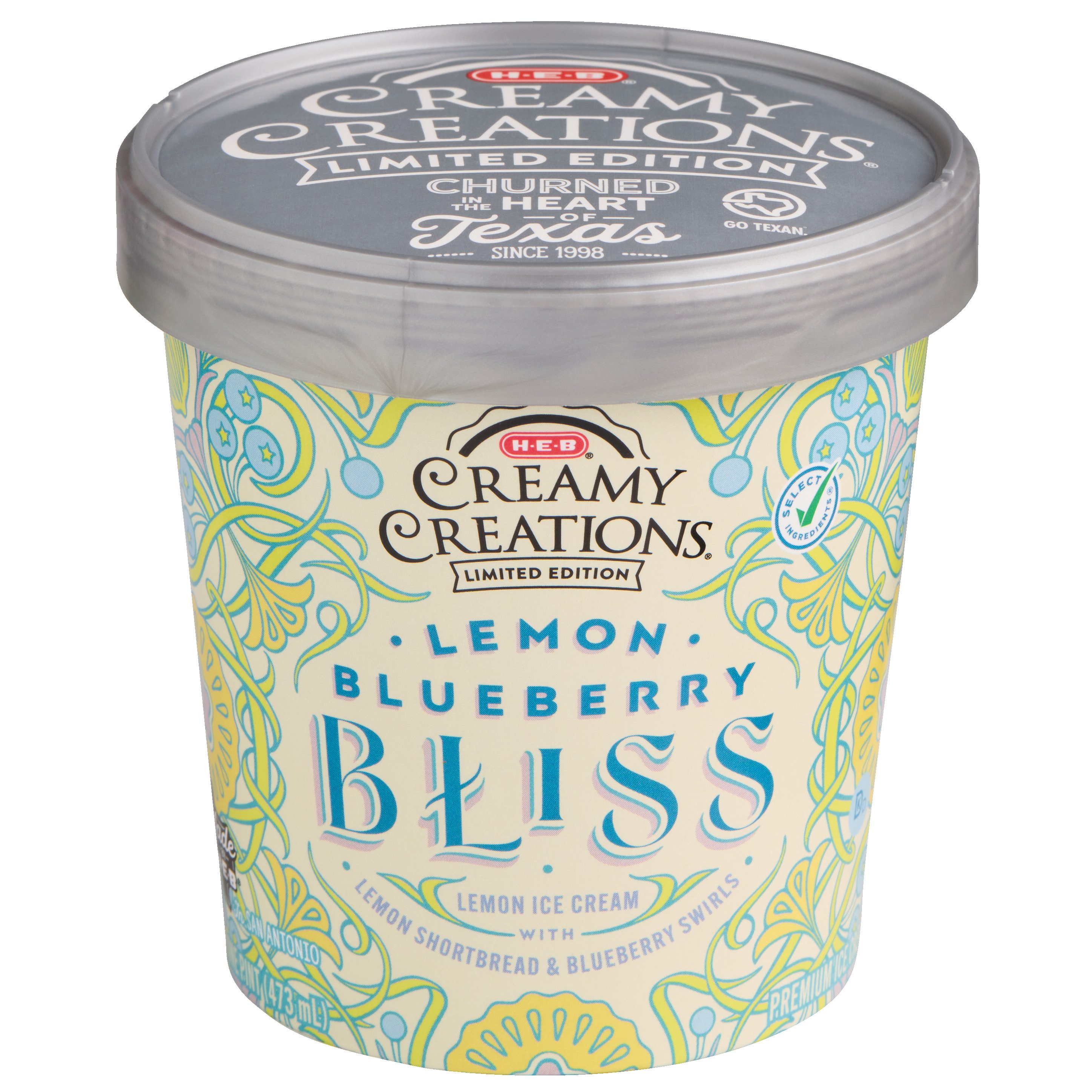 H-E-B Creamy Creations Lemon Blueberry Bliss Ice Cream - Shop Ice