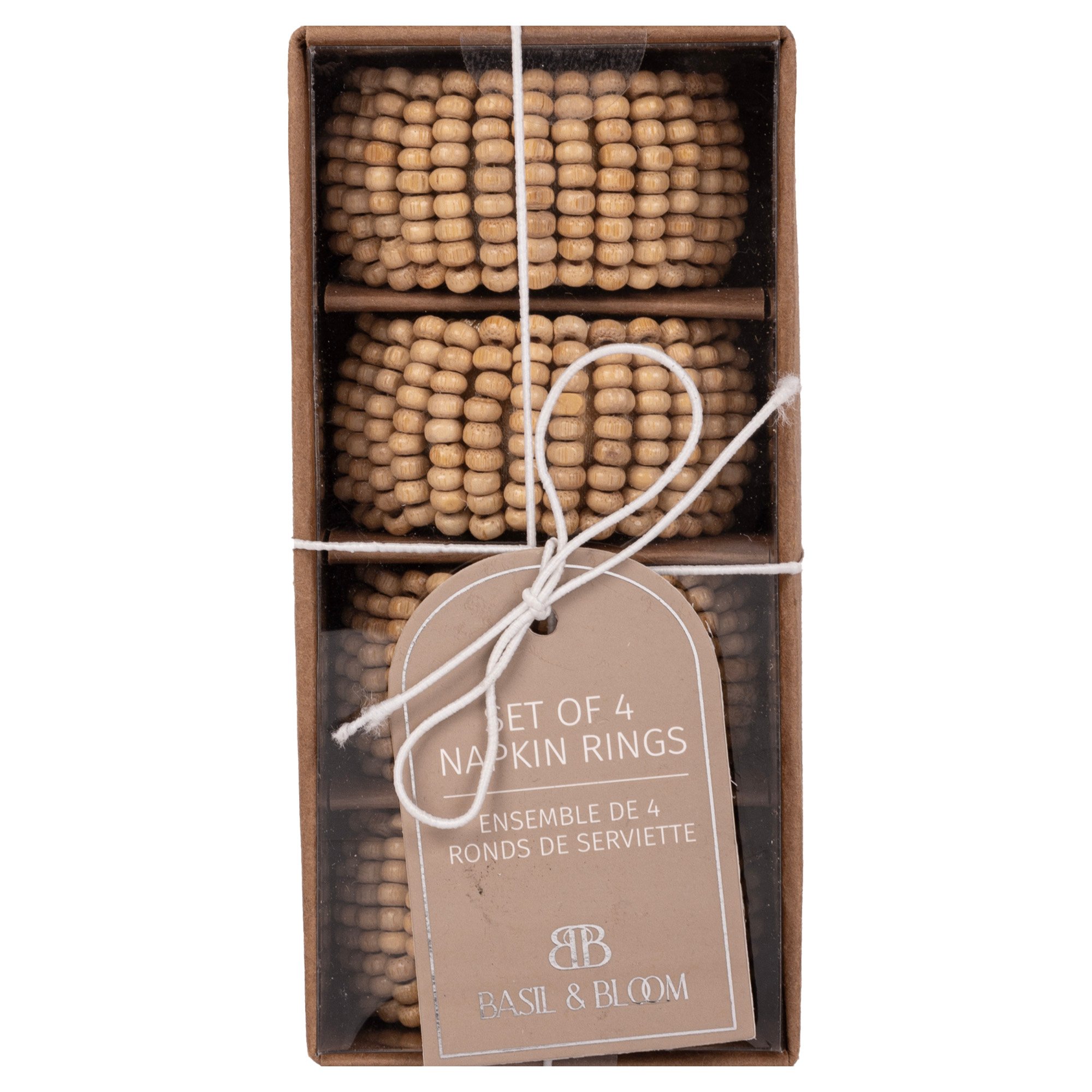 Basil & Bloom Wood Beaded Napkin Ring Set - Shop Seasonal decor at H-E-B