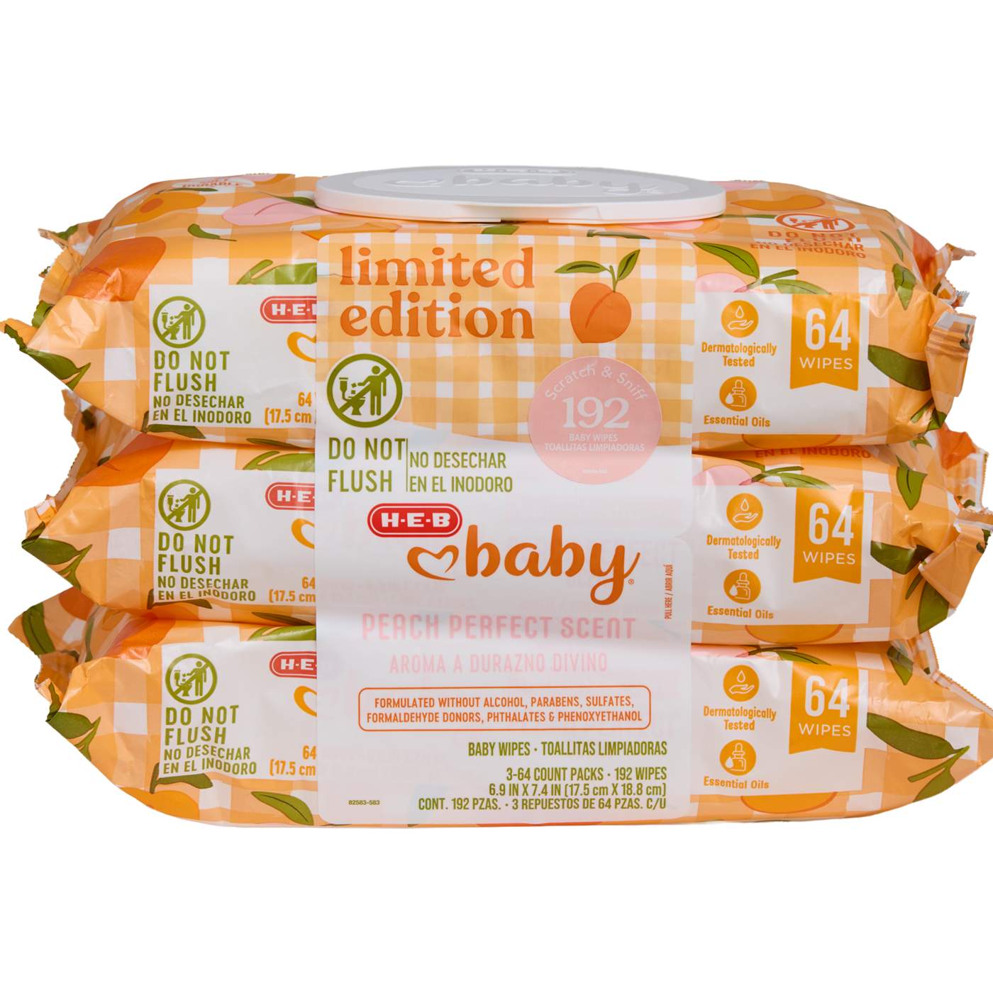H-E-B Baby Wipes - Peach Perfect, 3 pk; image 3 of 3