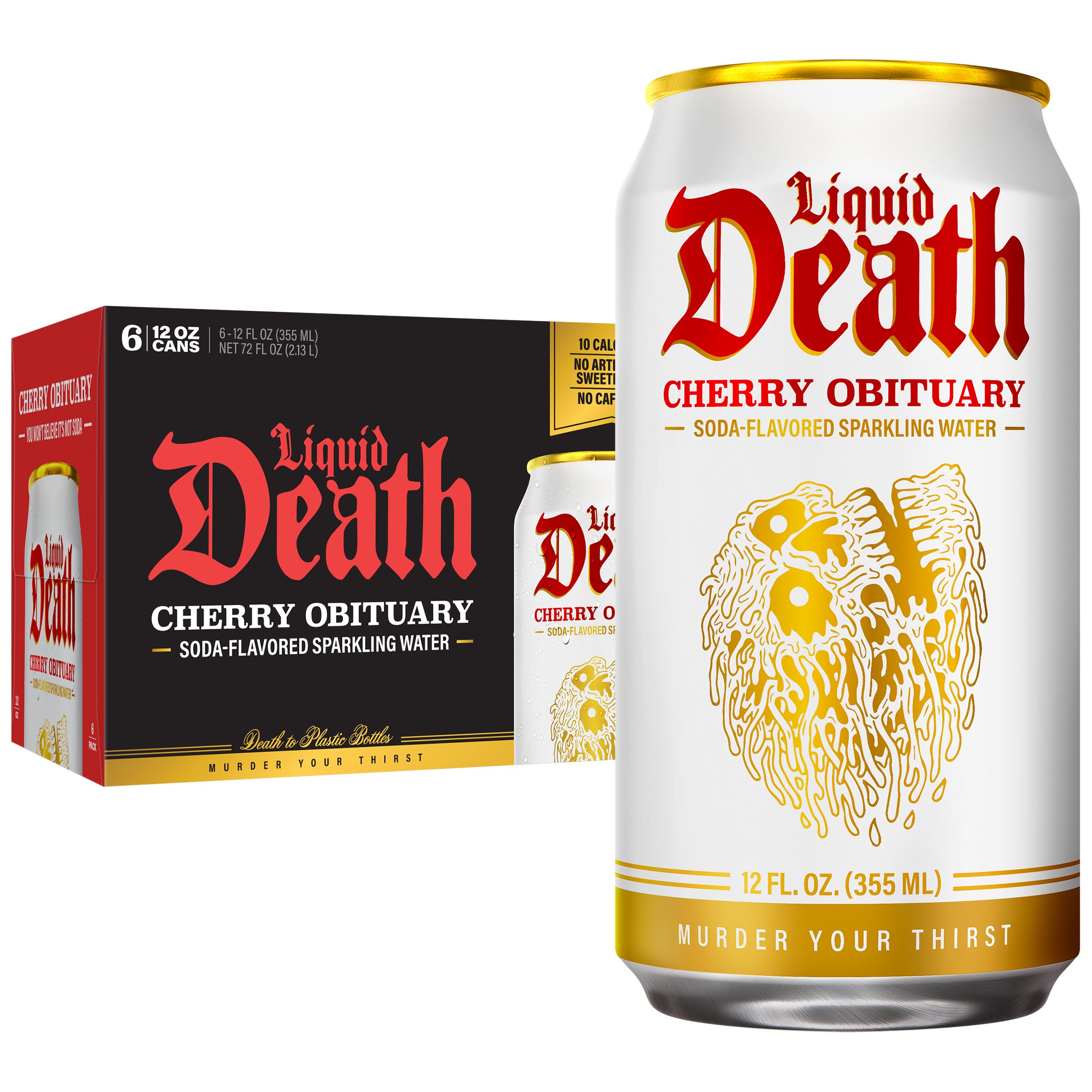 Liquid Death Cherry Obituary Soda-Flavored Sparkling Water 6 pk