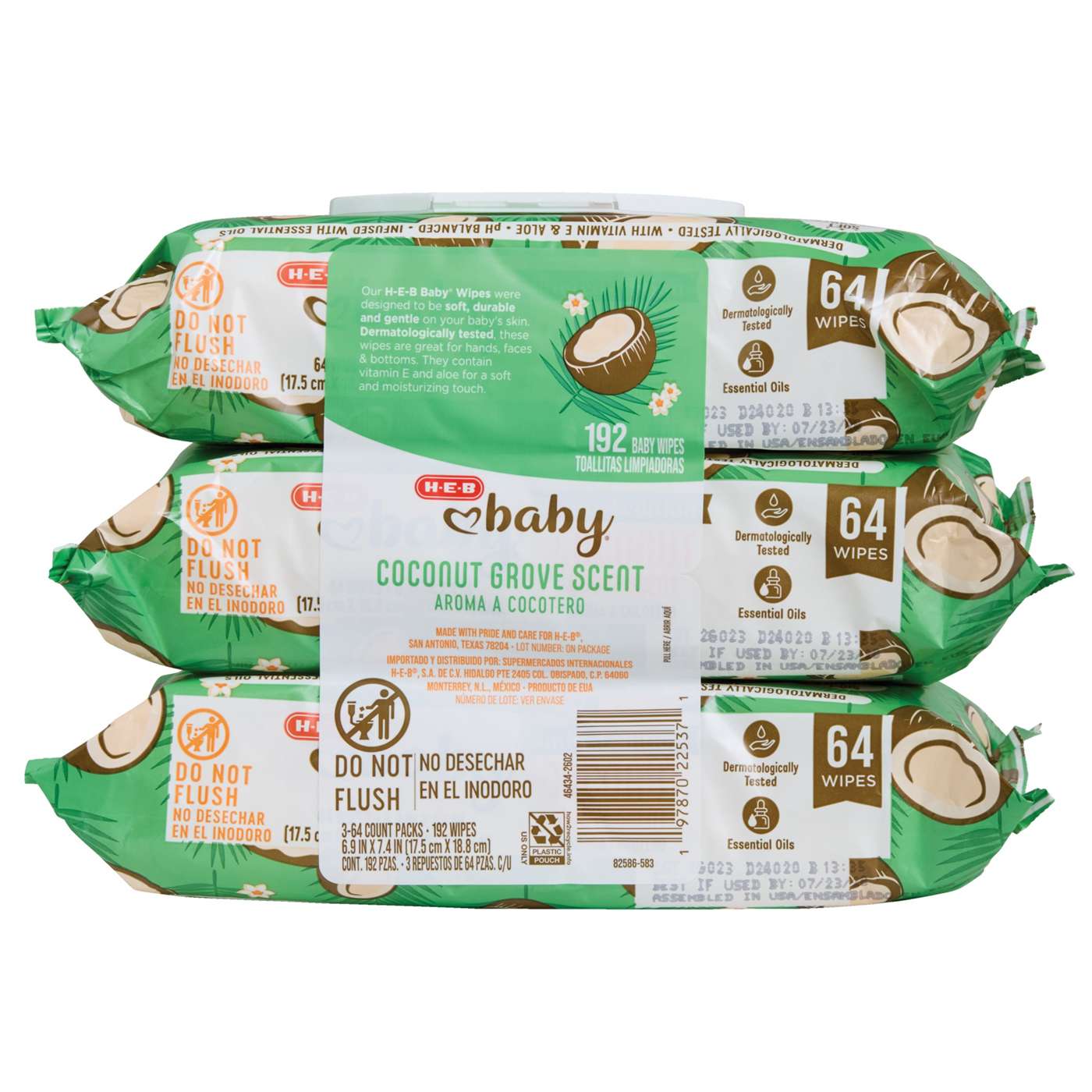 H-E-B Baby Wipes - Coconut Grove, 3 pk; image 2 of 3