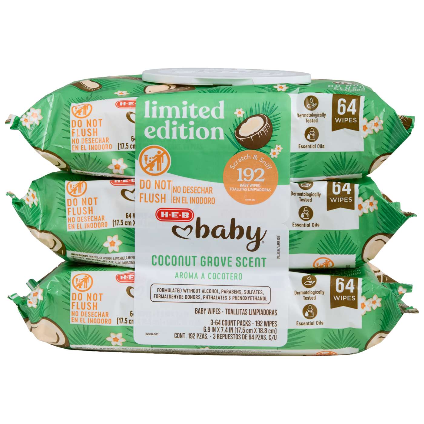 H-E-B Baby Wipes - Coconut Grove, 3 pk; image 3 of 3