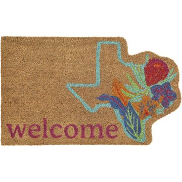 Destination Holiday Welcome Floral Texas Coir Mat, 18'' x 30''