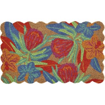 Destination Holiday Floral Scalloped Coir Mat, 18'' x 30''