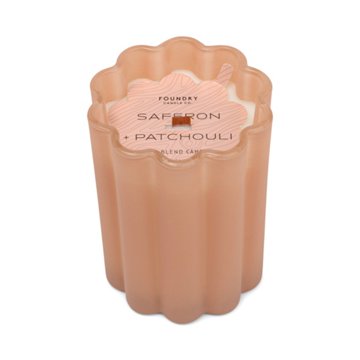 Foundry Candle Co. Saffron + Patchouli Scented Soy Blend Scalloped Glass Candle