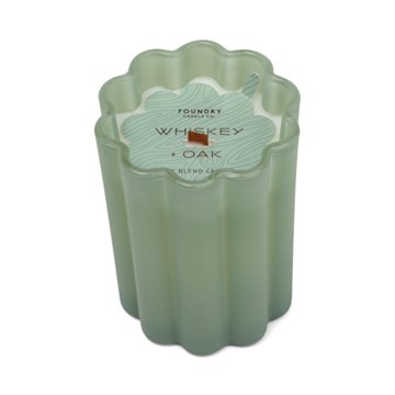 Foundry Candle Co. Whiskey + Oak Scented Soy Blend Scalloped Glass Candle