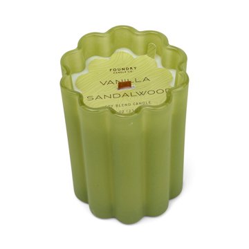 Foundry Candle Co. Vanilla + Sandalwood Scented Soy Blend Scalloped Glass Candle
