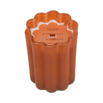 Foundry Candle Co. Apricot + Amber Scented Soy Blend Scalloped Glass Candle