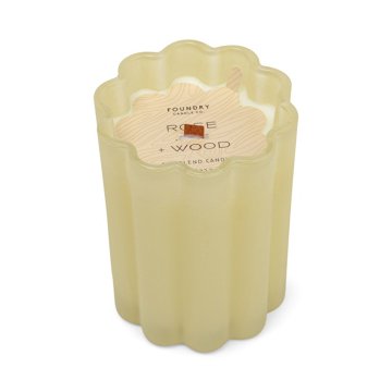 Foundry Candle Co. Rose + Wood Scented Soy Blend Scalloped Glass Candle