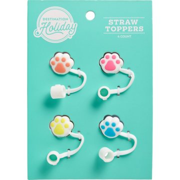 Destination Holiday Pet Paw Straw Toppers, 4 pk