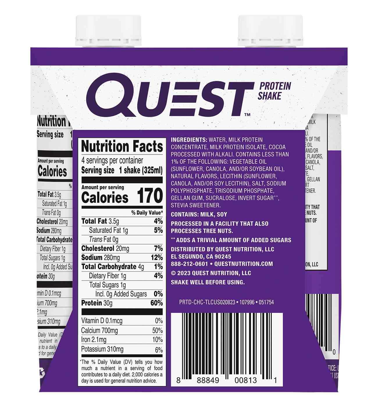 Quest 30g Protein Shakes 4pk - Chocolate; image 2 of 2