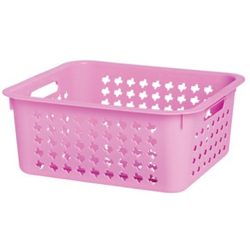 our goods Medium Pink Texas Storage Bin, 14.3" x 12.8" x 5.7"