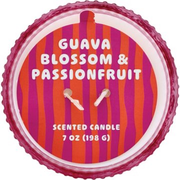 Destination Holiday Guava Blossom & Passionfruit Scented Cocktail Glass Candle, 7 oz