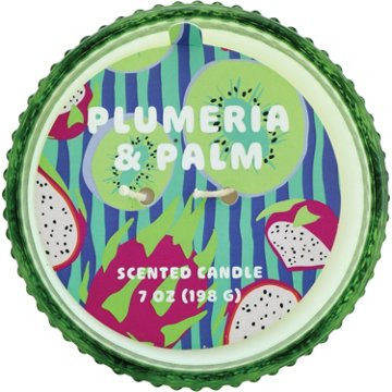 Destination Holiday Plumeria & Palm Scented Cocktail Glass Candle, 7 oz