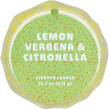 Destination Holiday Lemon Verbena & Citronella Scented Spotted Glass Candle, 16.7 oz