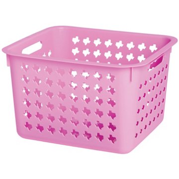 our goods Large Pink Texas Storage Bin, 14.3" x 12.8" x 8.8"