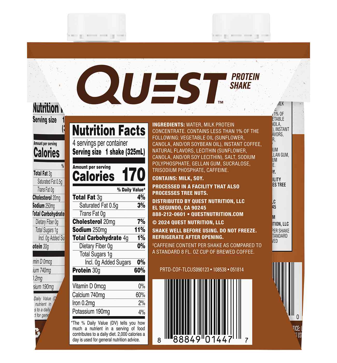 Quest 30g Protein Shakes 4pk - Coffee; image 2 of 3