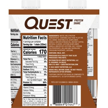 Quest 30g Protein Shakes 4pk - Coffee, 11 oz