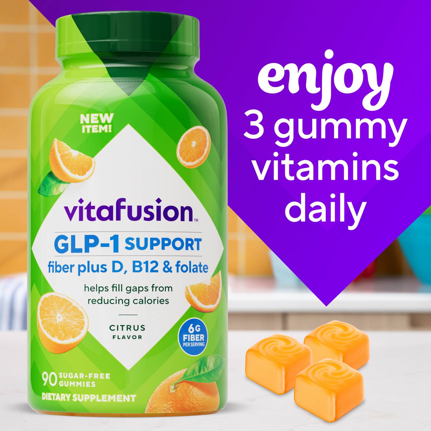 Vitafusion GLP-1 Support Fiber plus D, B12 & Folate; image 3 of 5