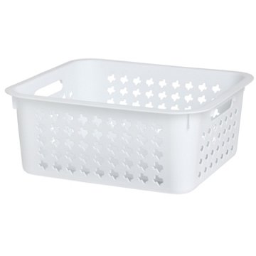 our goods Medium White Texas Storage Bin, 14.3" x 12.8" x 5.7"