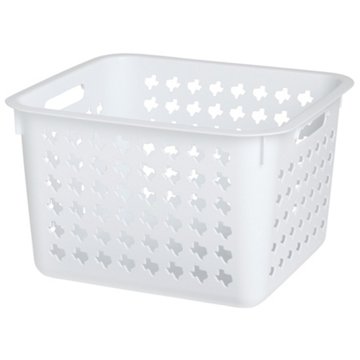 our goods Large White Texas Storage Bin, 14.3" x 12.8" x 8.8"
