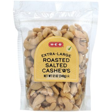H-E-B Extra Large Roasted Salted Cashews, 12 oz